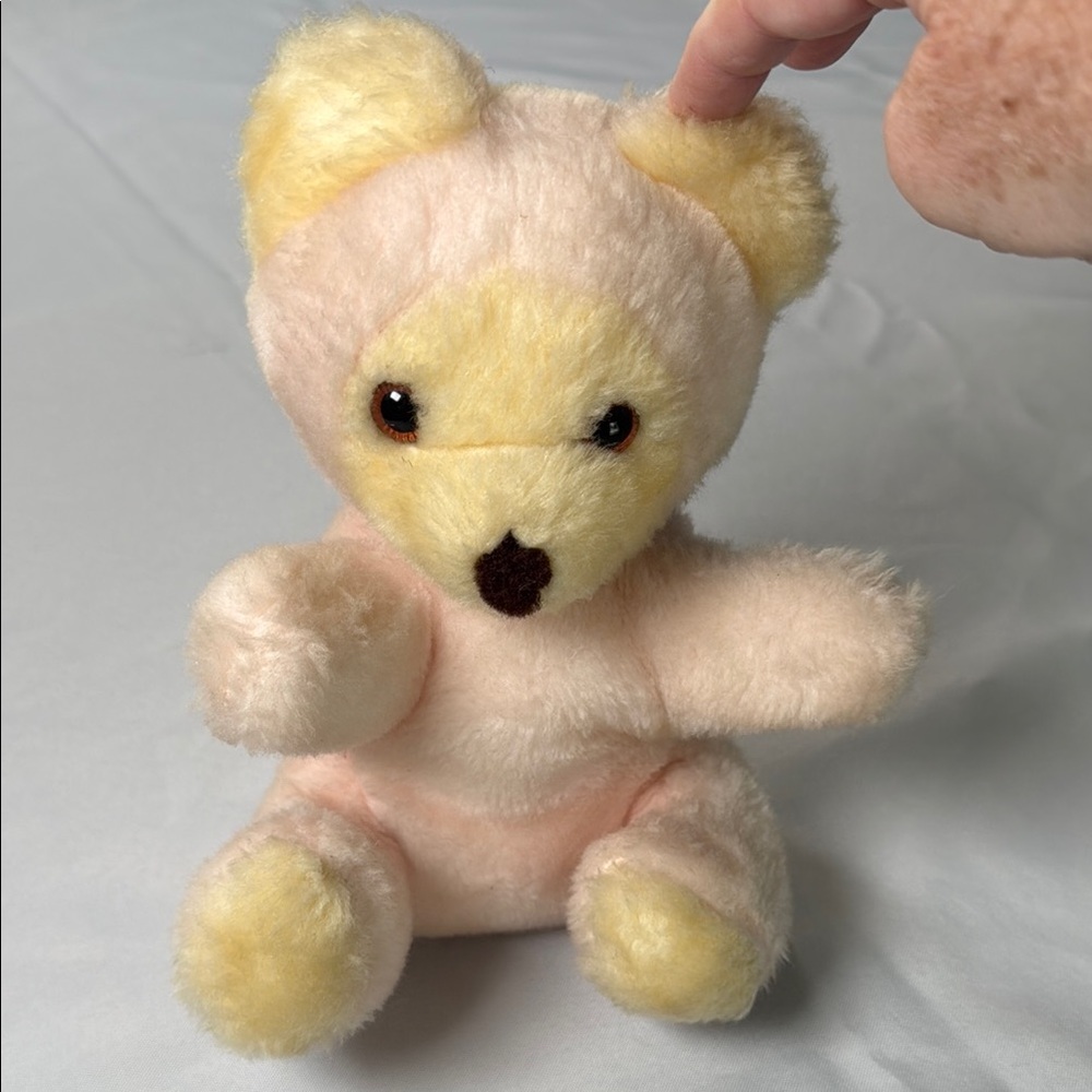 Vintage Bantam U.S. Toys Musical Teddy Bear Plush Pink 8” Wind-Up‎ Toy WORKS